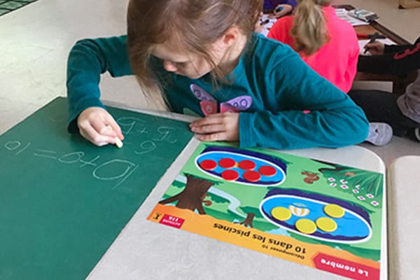 girl doing school work