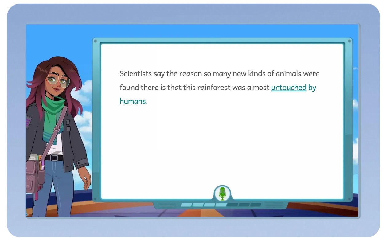 Classroom screen displaying the letter ‘Mm’ in bold black text on a white background, indicating a phonics or alphabet learning activity.